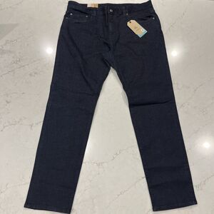 Prana Jeans Mens 38x32 Blue Dark Rinse Hillgard Tapered‎ Leg Slim Fit Organic